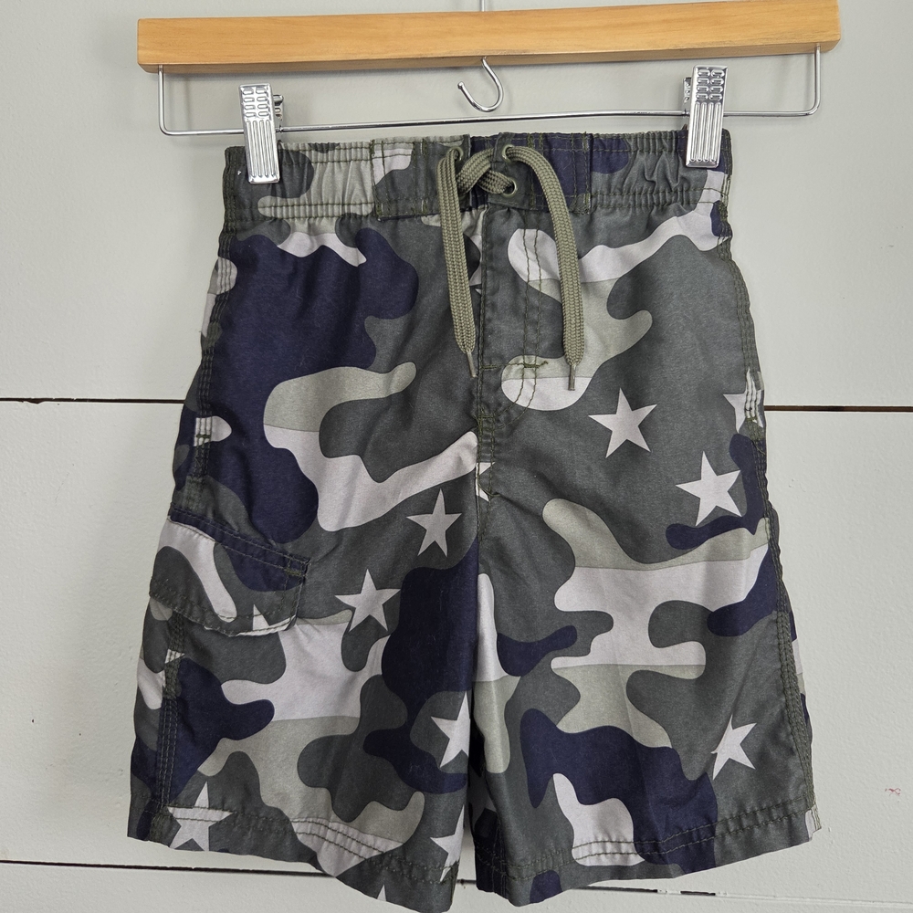 Kanu Surf Camouflage Star Swimsuit Trunks With Mesh Boys Size 7
